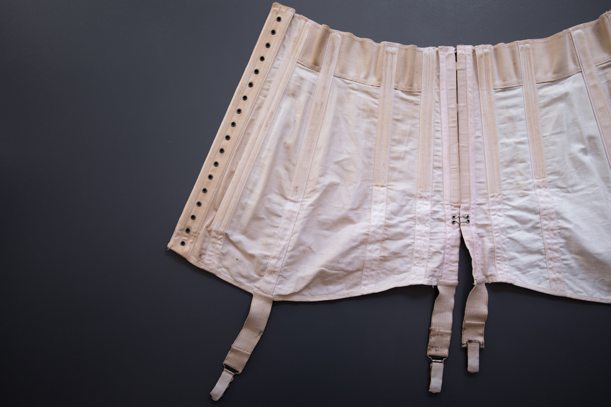 Cotton & Overlocked Elastic Panel Underbust Corset By Thomson's Glove Fitting, c. 1921, USA. The Underpinnings Museum. Photography by Tigz Rice