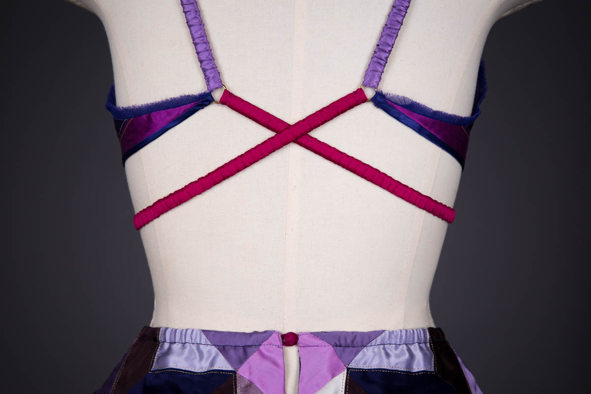 'Harmony' Patchwork Silk Satin Lingerie Set By Pillowbook, 2018, China. The Underpinnings Museum. Photography by Tigz Rice.