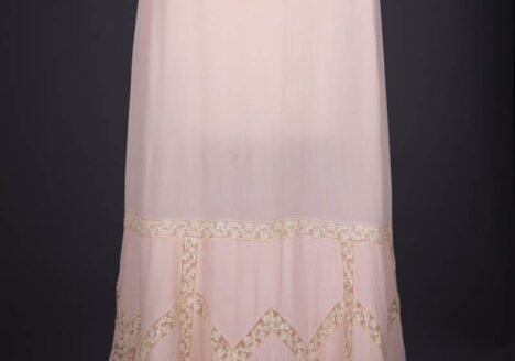Pale Pink Silk Georgette Petticoat With Insertion Lace & Irish Crochet, c. 1910s, USA. The Underpinnings Museum. Photography by Tigz Rice.