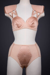 'Surpiqué' Quilted Satin Lingerie Set With Shoulder Pads By Jean Paul Gaultier For La Perla, c. 2010, Italy. The Underpinnings Museum. Photography by Tigz Rice.