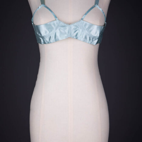 Pale Blue Satin Sling Bra By Charnaux, c. 1930s, Germany. The Underpinnings Museum. Photography by Tigz Rice.