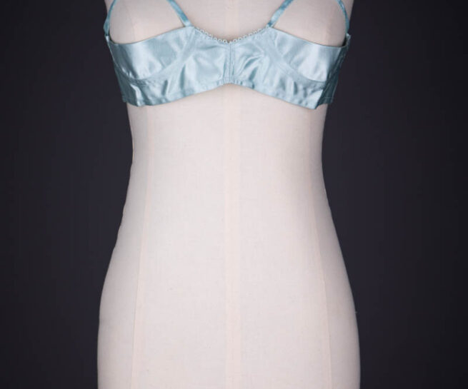 Pale Blue Satin Sling Bra By Charnaux, c. 1930s, Germany. The Underpinnings Museum. Photography by Tigz Rice.