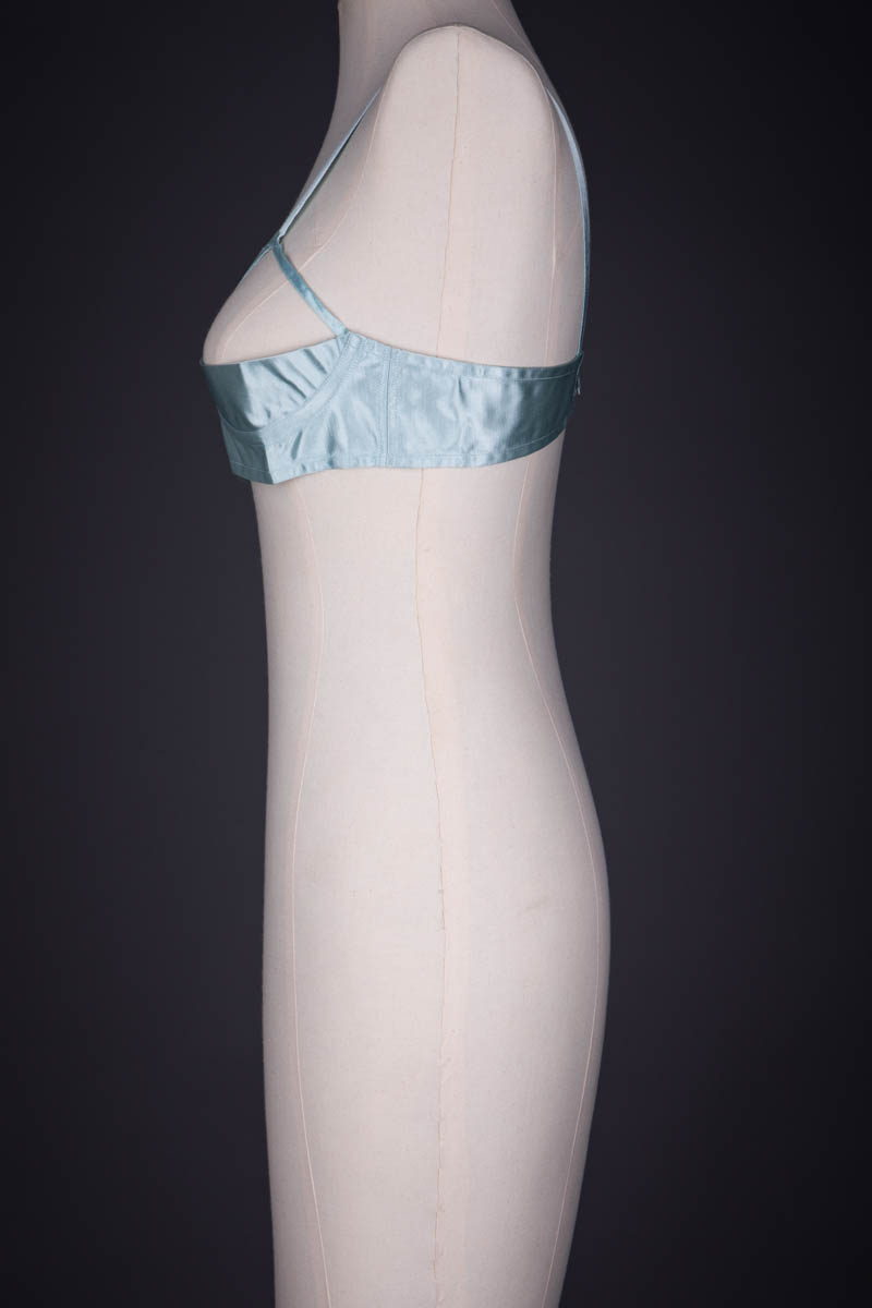 Pale Blue Satin Sling Bra By Charnaux, c. 1930s, Germany. The Underpinnings Museum. Photography by Tigz Rice.
