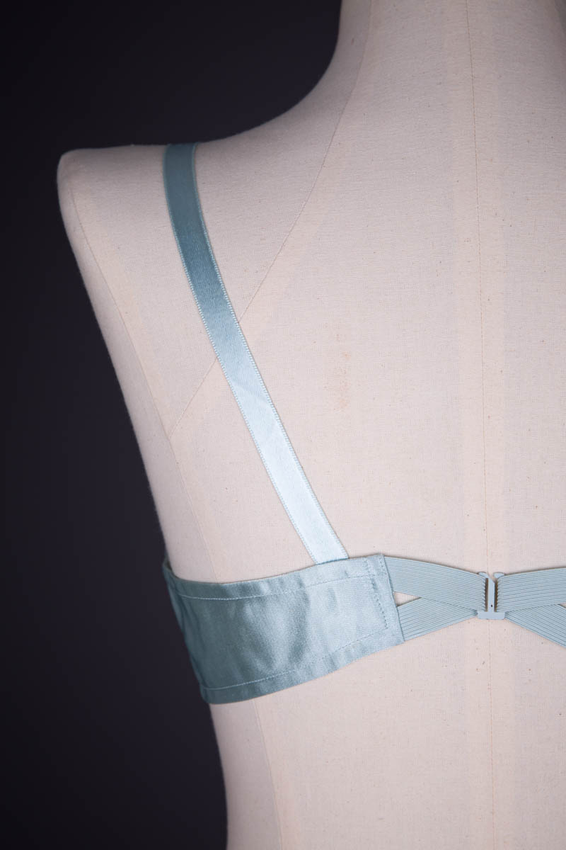 Pale Blue Satin Sling Bra By Charnaux, c. 1930s, Germany. The Underpinnings Museum. Photography by Tigz Rice.