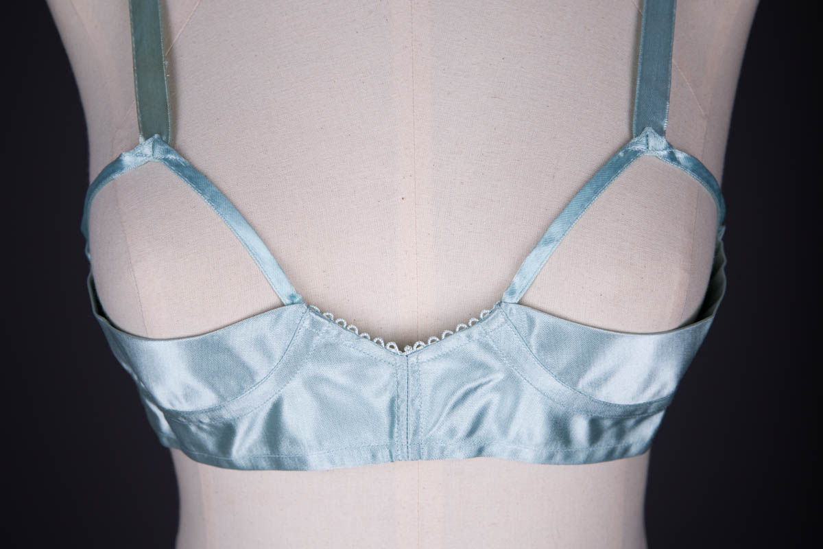 Pale Blue Satin Sling Bra By Charnaux, c. 1930s, Germany. The Underpinnings Museum. Photography by Tigz Rice.