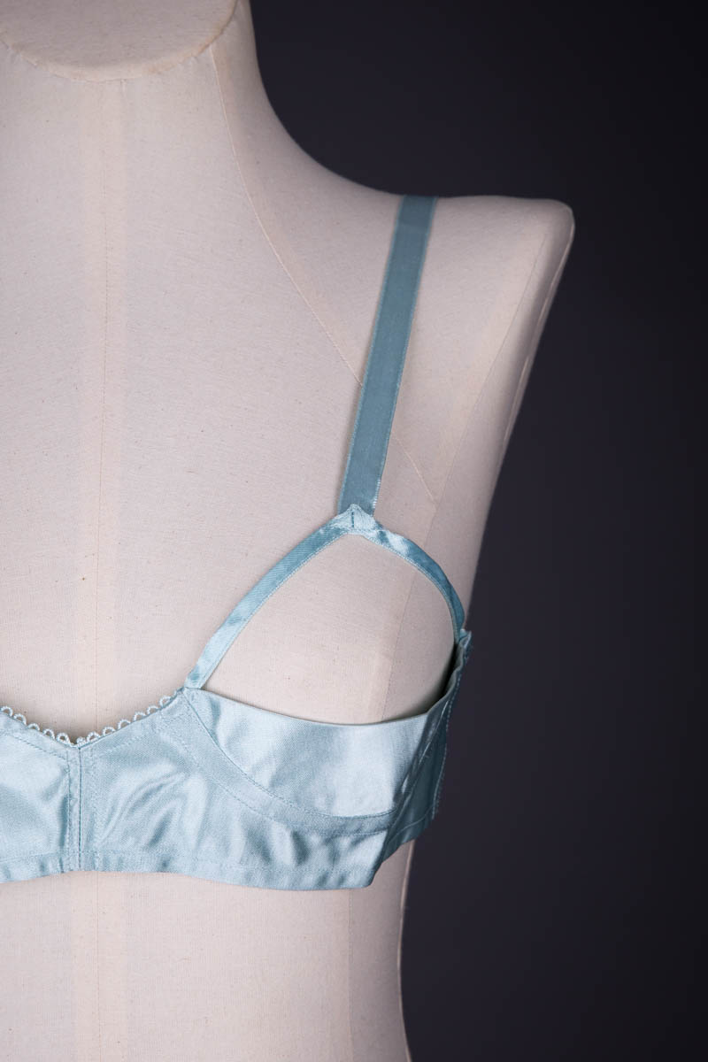 Pale Blue Satin Sling Bra By Charnaux, c. 1930s, Germany. The Underpinnings Museum. Photography by Tigz Rice.