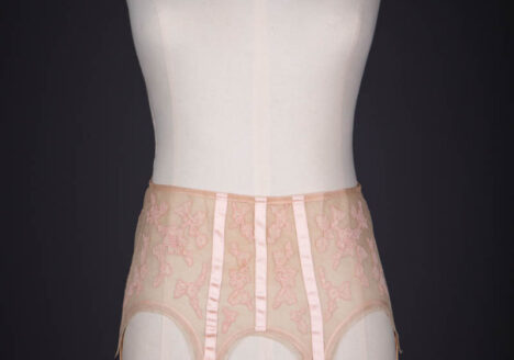 Bobbinet Tulle & Silk Georgette Floral Appliqué Suspender Belt, c. 1920s, USA. The Underpinnings Museum. Photography by Tigz Rice.