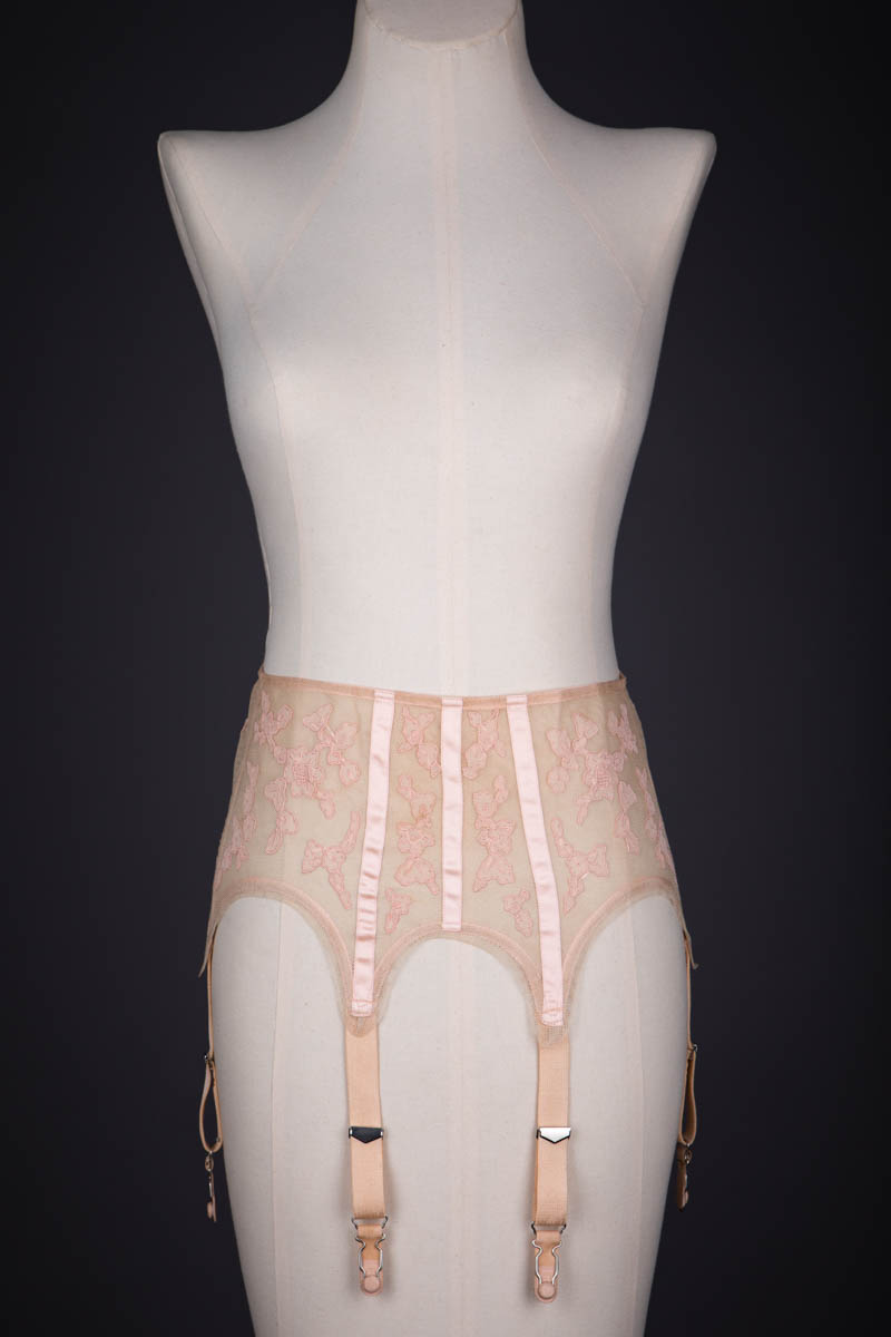 Bobbinet Tulle & Silk Georgette Floral Appliqué Suspender Belt, c. 1920s, USA. The Underpinnings Museum. Photography by Tigz Rice.