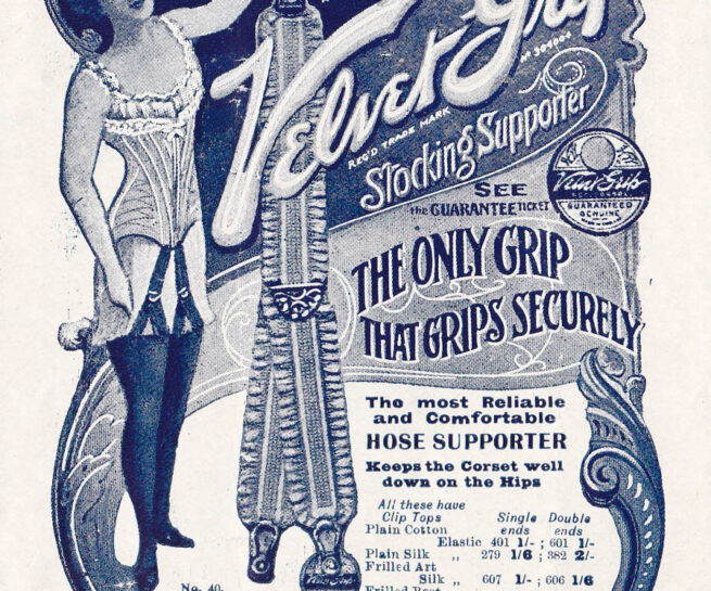 'The Ladies' Grip' Advertisement By Velvet Grip, c. 1900s, Great Britain. The Underpinnings Museum