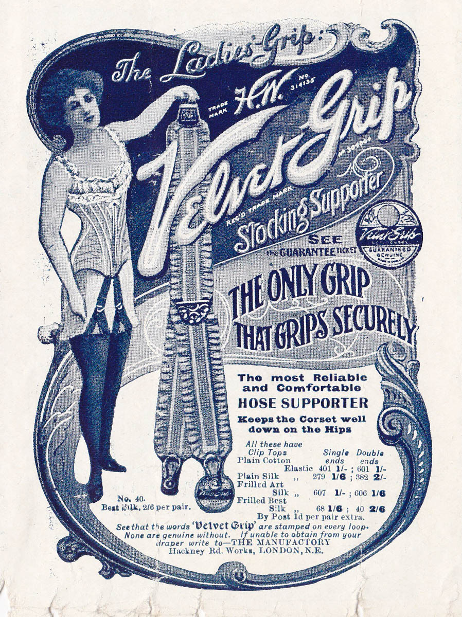'The Ladies' Grip' Advertisement By Velvet Grip, c. 1900s, Great Britain. The Underpinnings Museum