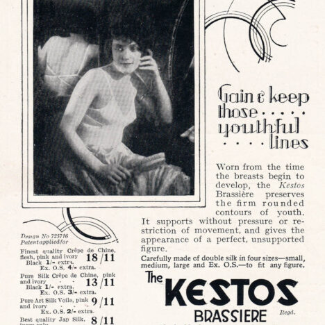 'Gain & Keep Those Youthful Lines' Advertisement By Kestos, 1928, Great Britain. The Underpinnings Museum.