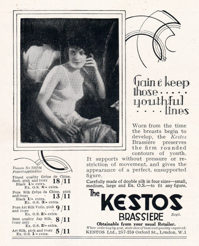 'Gain & Keep Those Youthful Lines' Advertisement By Kestos, 1928, Great Britain. The Underpinnings Museum.