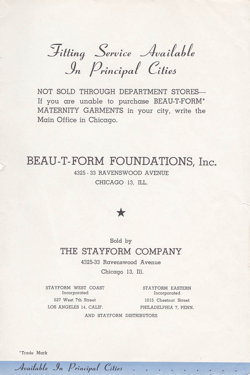 'Beau-T-Form's Scientific Maternity Service' Booklet By Stayform, 1949, USA. The Underpinnings Museum