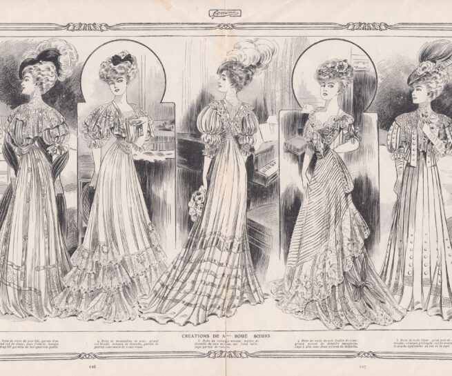 Illustrations Of Boué Soeurs Designs From Femina Magazine, c. 1905, France. The Underpinnings Museum.