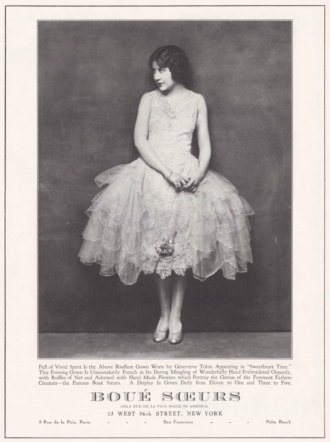 Boué Soeurs Genevieve Tobin Advertisement, 1926, USA. The Underpinnings Museum Boué Soeurs Genevieve Tobin Advertisement, 1926, USA. The Underpinnings Museum