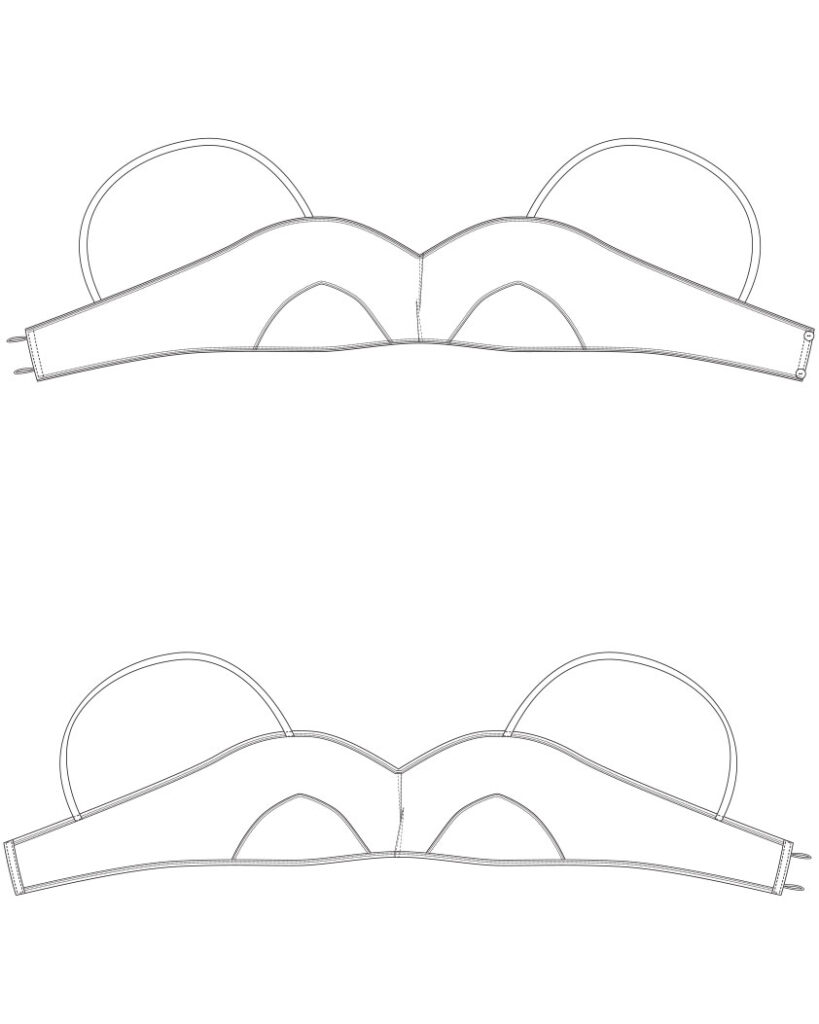 1920s Bandeau Bra. Technical Illustrations by Karolina Laskowska. The Underpinnings Museum