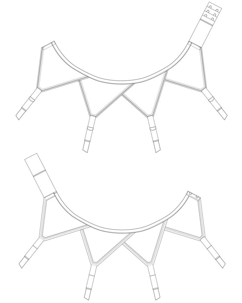 1950s Overlap Suspender Belt. Technical Illustrations by Karolina Laskowska. The Underpinnings Museum