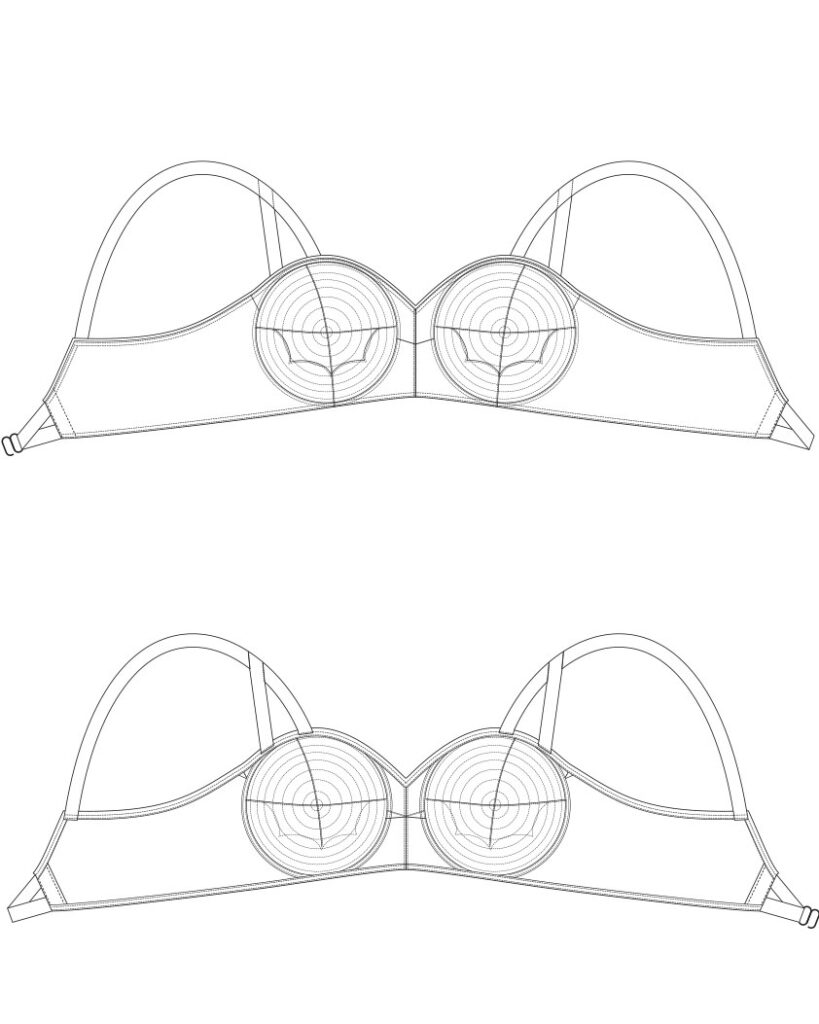 1950s Bullet Bra. Technical Illustrations by Karolina Laskowska. The Underpinnings Museum