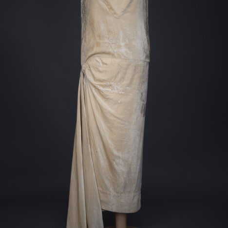 Ivory Velvet Beaded Evening Gown By House Of Worth, c, 1920, France. Photography by Tigz Rice. The Underpinnings Museum