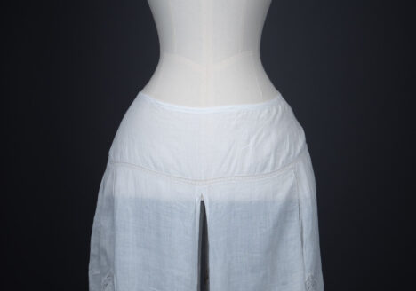 Hand Stitched Cotton Lawn Open Drawers With Valenciennes Lace & Pin Tucks, c. 1900s. Photography by Tigz Rice. The Underpinnings Museum.