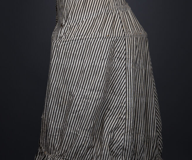 'Harper's Improved Pannier Jupon' Crinoline In Striped Black & White Cotton By J. & R. Morley London, c. 1870s, Great Britain. The Underpinnings Museum. Photography by Tigz Rice.