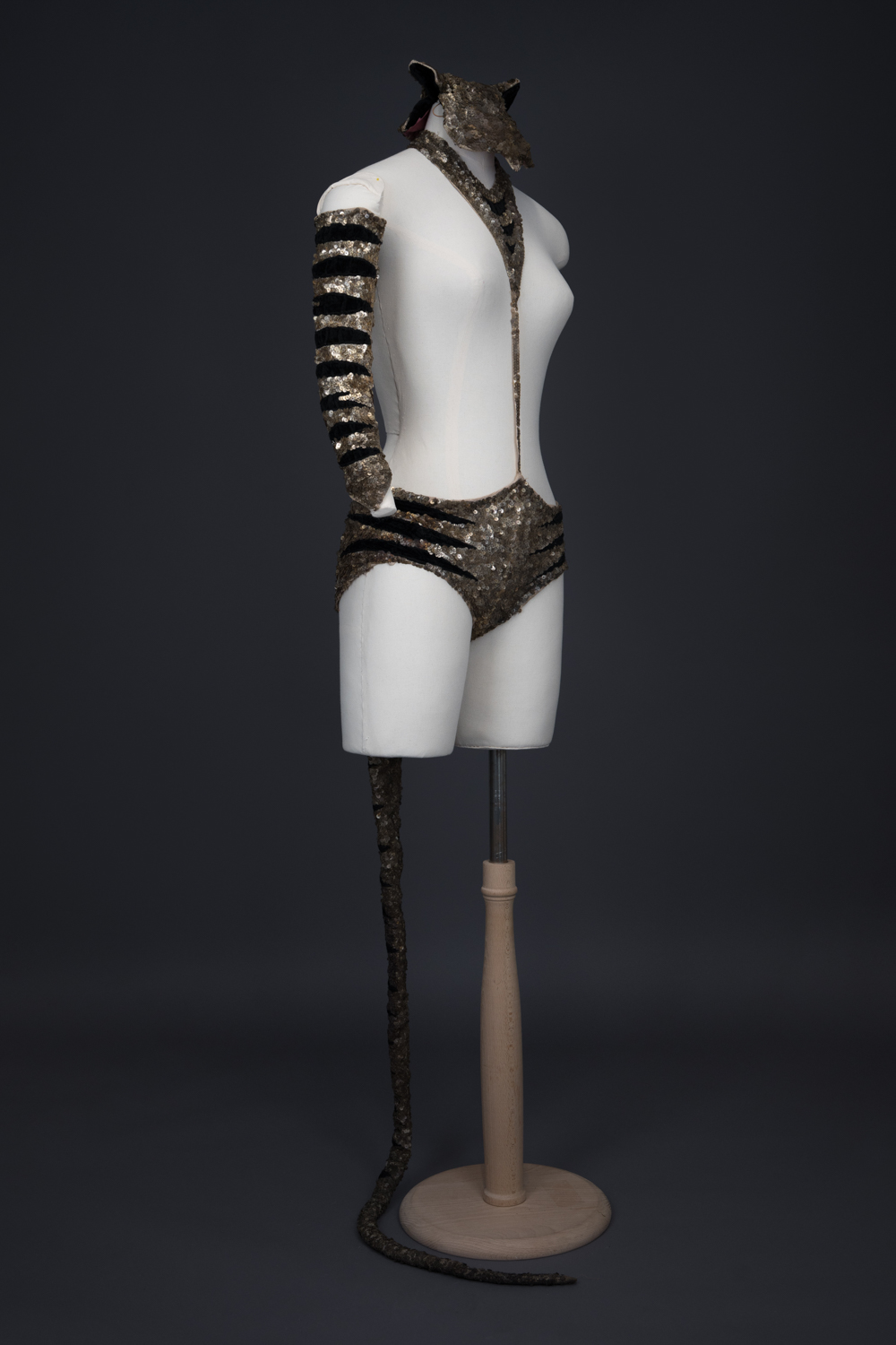 Tiger Sequinned Halter Knickers With Tail, Gauntlet & Hat By Erté, c. 1949, France. The Underpinnings Museum. Photography by Tigz Rice