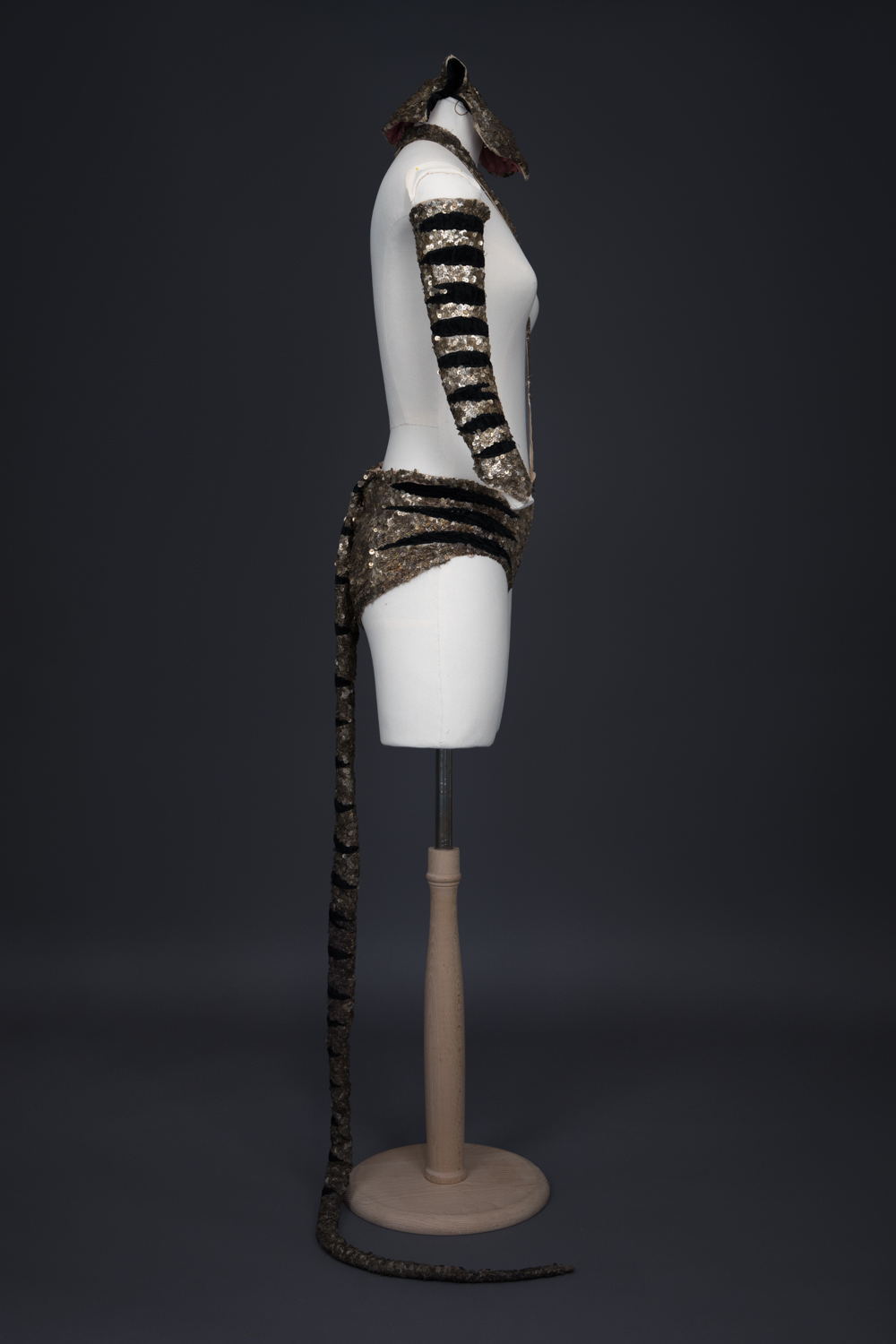 Tiger Sequinned Halter Knickers With Tail, Gauntlet & Hat By Erté, c. 1949, France. The Underpinnings Museum. Photography by Tigz Rice