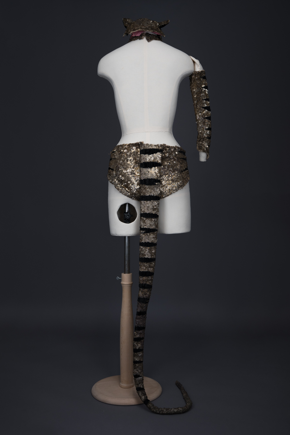 Tiger Sequinned Halter Knickers With Tail, Gauntlet & Hat By Erté, c. 1949, France. The Underpinnings Museum. Photography by Tigz Rice