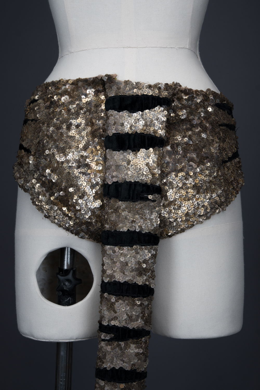 Tiger Sequinned Halter Knickers With Tail, Gauntlet & Hat By Erté, c. 1949, France. The Underpinnings Museum. Photography by Tigz Rice