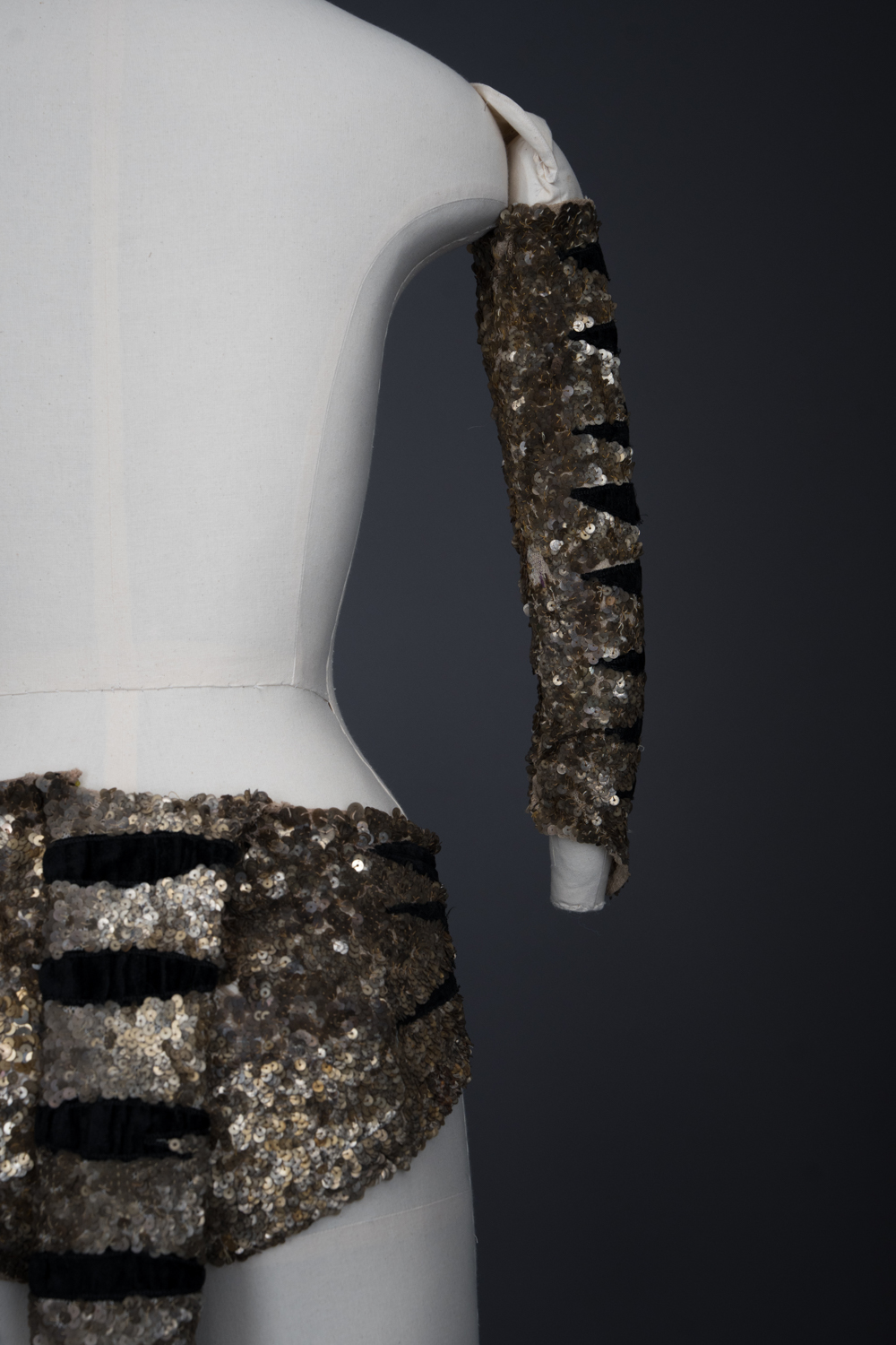 Tiger Sequinned Halter Knickers With Tail, Gauntlet & Hat By Erté, c. 1949, France. The Underpinnings Museum. Photography by Tigz Rice