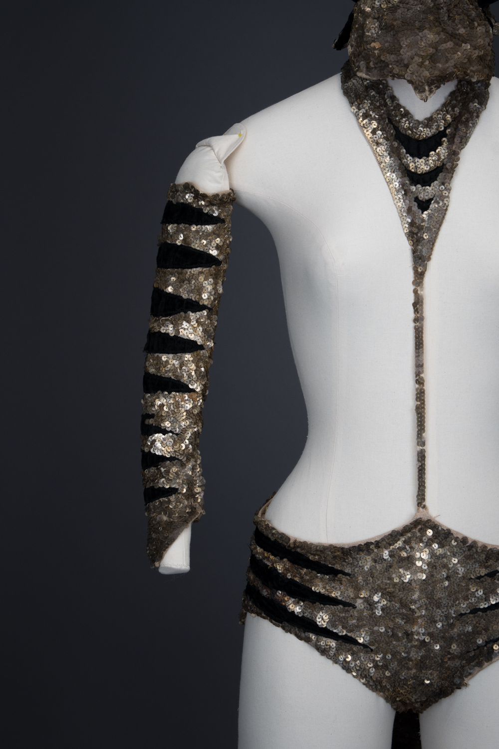 Tiger Sequinned Halter Knickers With Tail, Gauntlet & Hat By Erté, c. 1949, France. The Underpinnings Museum. Photography by Tigz Rice