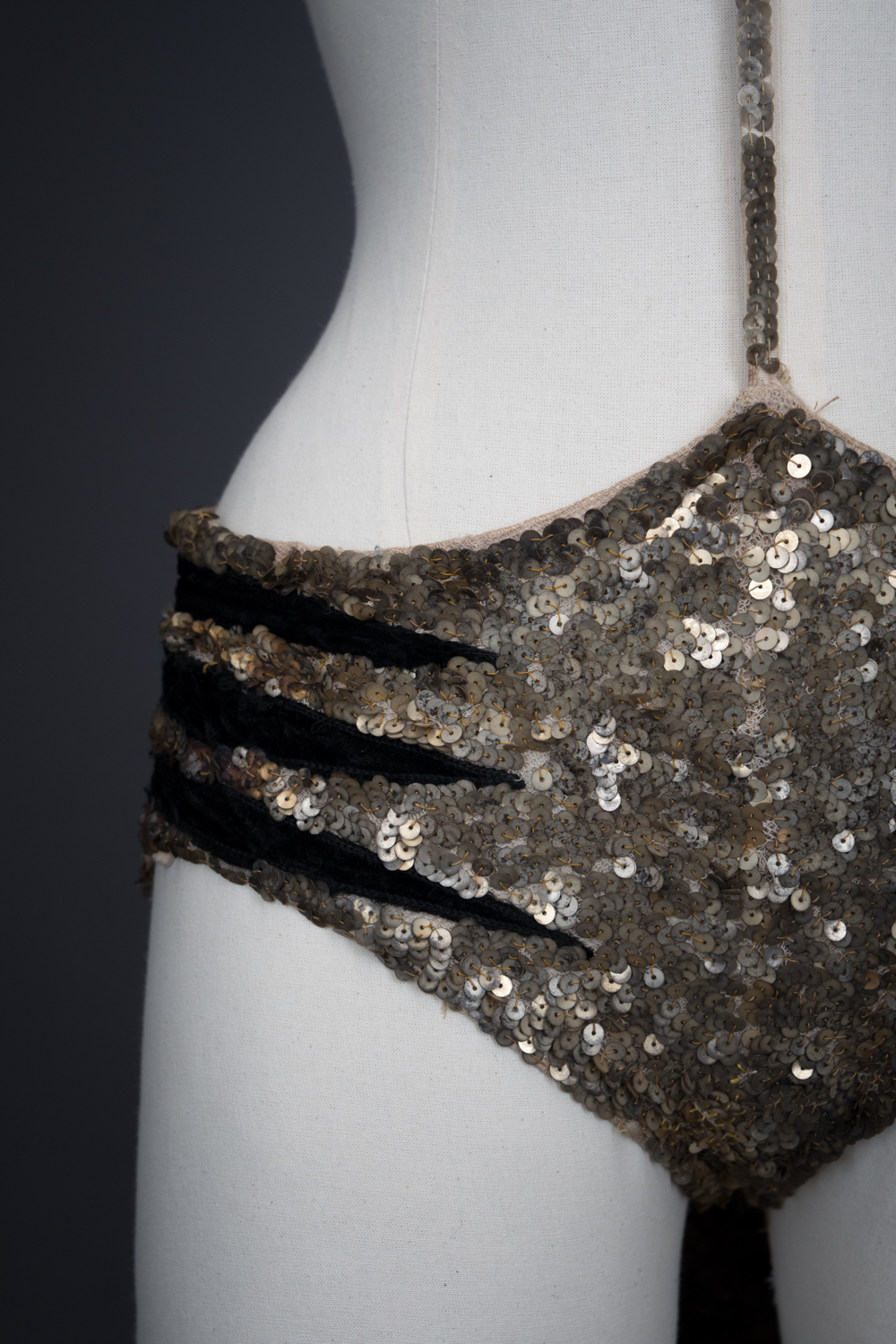 Tiger Sequinned Halter Knickers With Tail, Gauntlet & Hat By Erté, c. 1949, France. The Underpinnings Museum. Photography by Tigz Rice