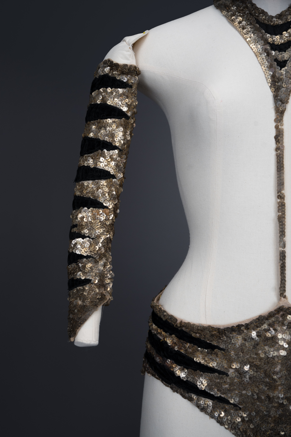Tiger Sequinned Halter Knickers With Tail, Gauntlet & Hat By Erté, c. 1949, France. The Underpinnings Museum. Photography by Tigz Rice