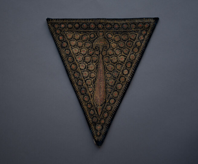 Metal Thread Embroidered Stomacher, 18th century. The Underpinnings Museum. Photography by Tigz Rice