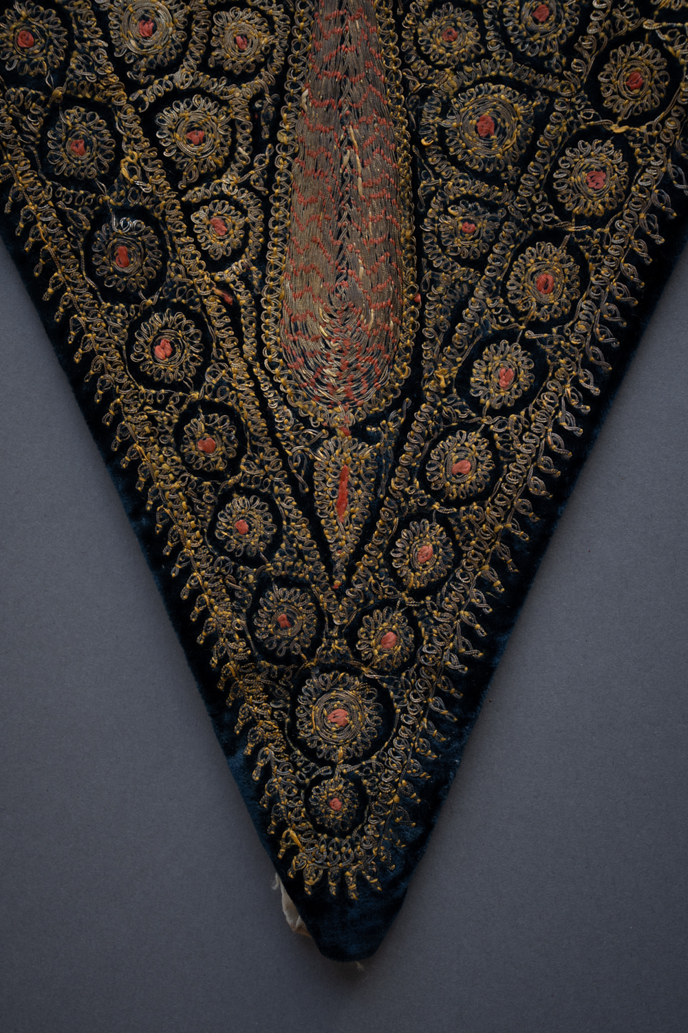 Metal Thread Embroidered Stomacher, 18th century. The Underpinnings Museum. Photography by Tigz Rice