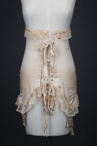 Silk Front-Lacing Corset With Lace Trim By Gossard, c. 1920s, USA. Photography by Tigz Rice. The Underpinnings Museum.