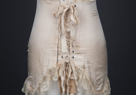 Silk Front-Lacing Corset With Lace Trim By Gossard, c. 1920s, USA. Photography by Tigz Rice. The Underpinnings Museum.