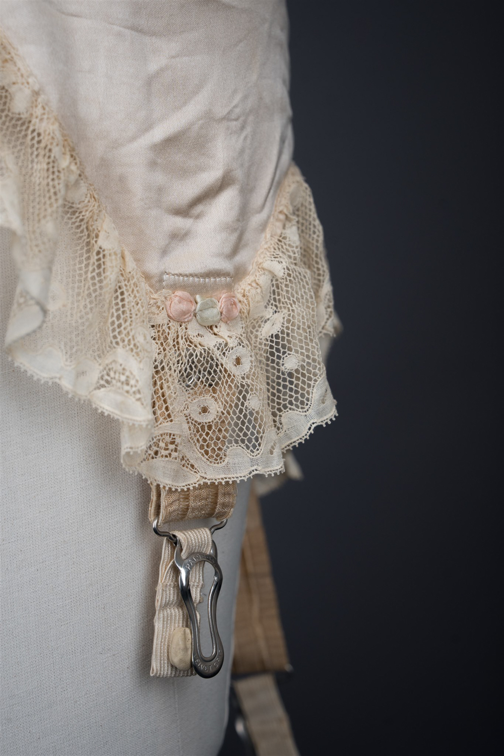 Silk Front-Lacing Corset With Lace Trim By Gossard, c. 1920s, USA. Photography by Tigz Rice. The Underpinnings Museum.