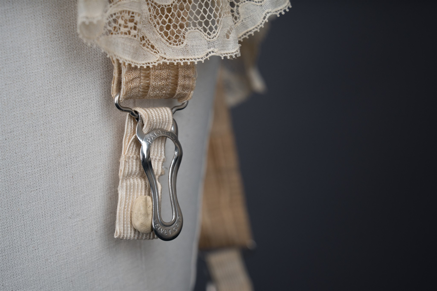 Silk Front-Lacing Corset With Lace Trim By Gossard, c. 1920s, USA. Photography by Tigz Rice. The Underpinnings Museum.