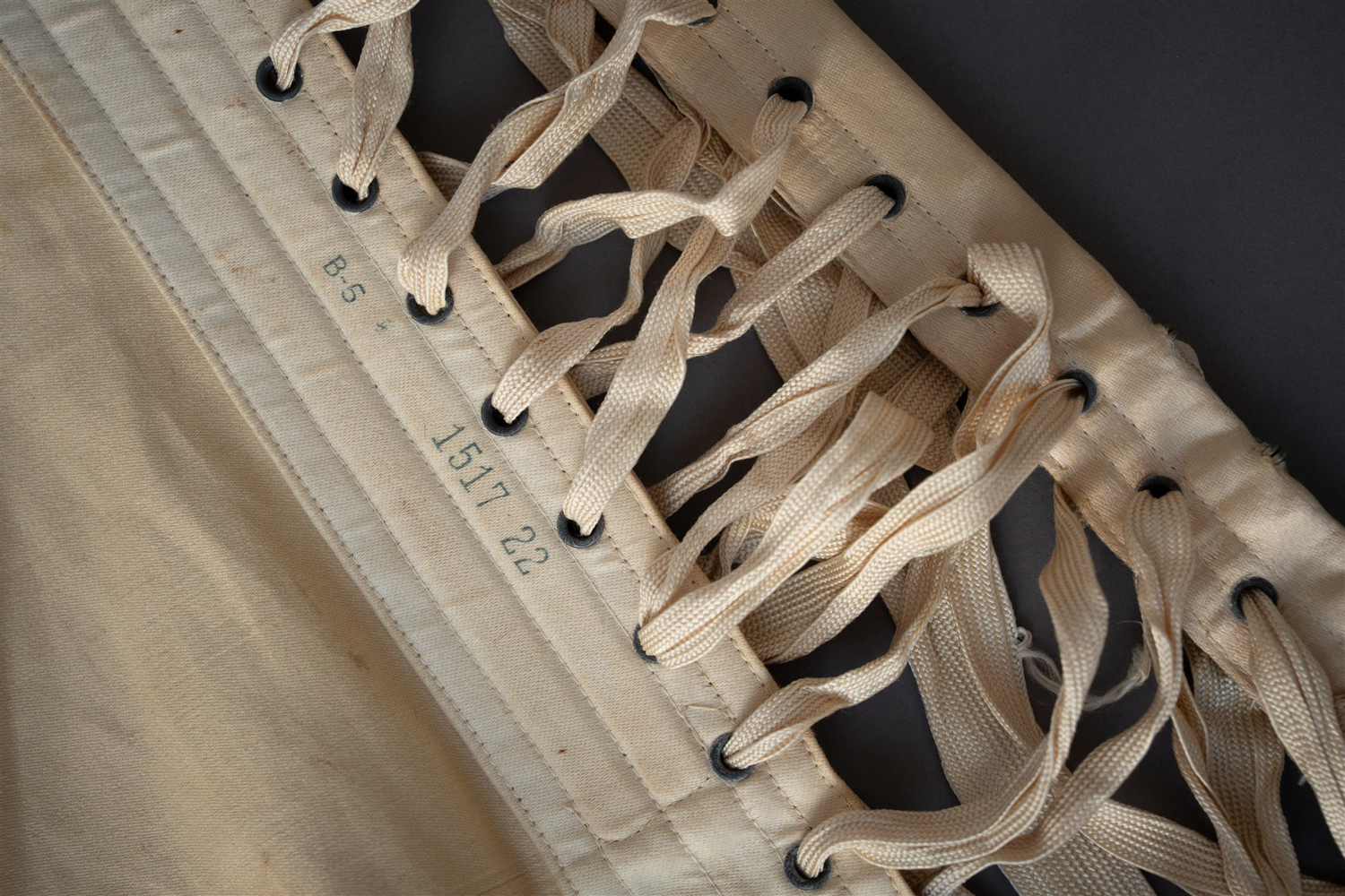 Silk Front-Lacing Corset With Lace Trim By Gossard, c. 1920s, USA. Photography by Tigz Rice. The Underpinnings Museum.