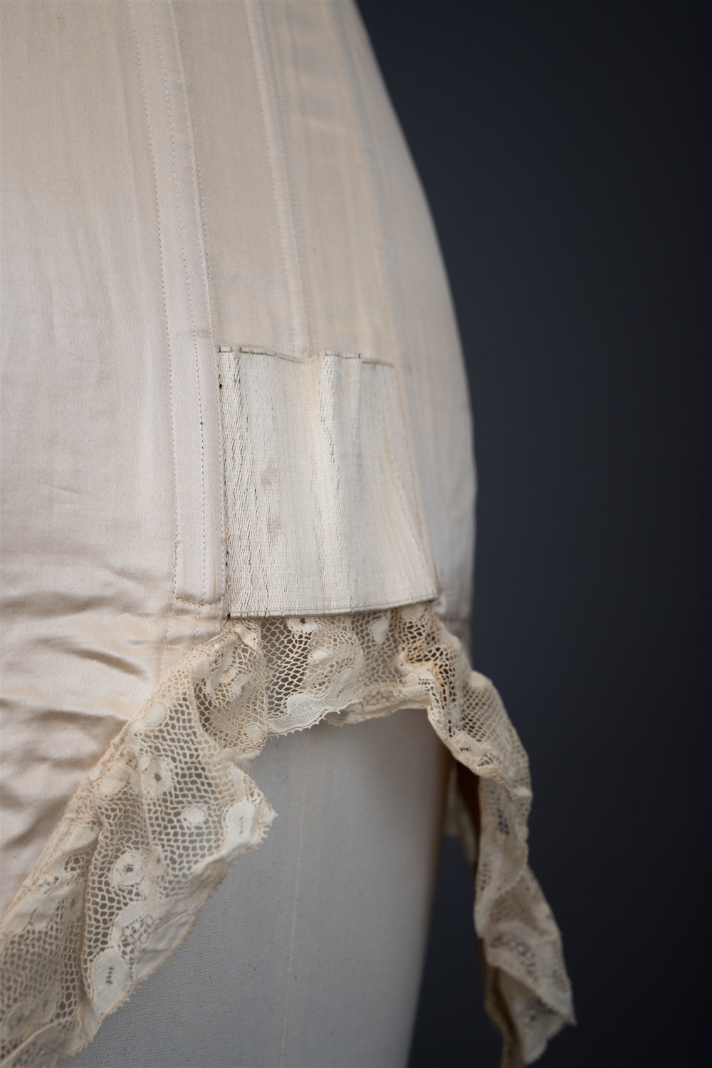 Silk Front-Lacing Corset With Lace Trim By Gossard, c. 1920s, USA. Photography by Tigz Rice. The Underpinnings Museum.