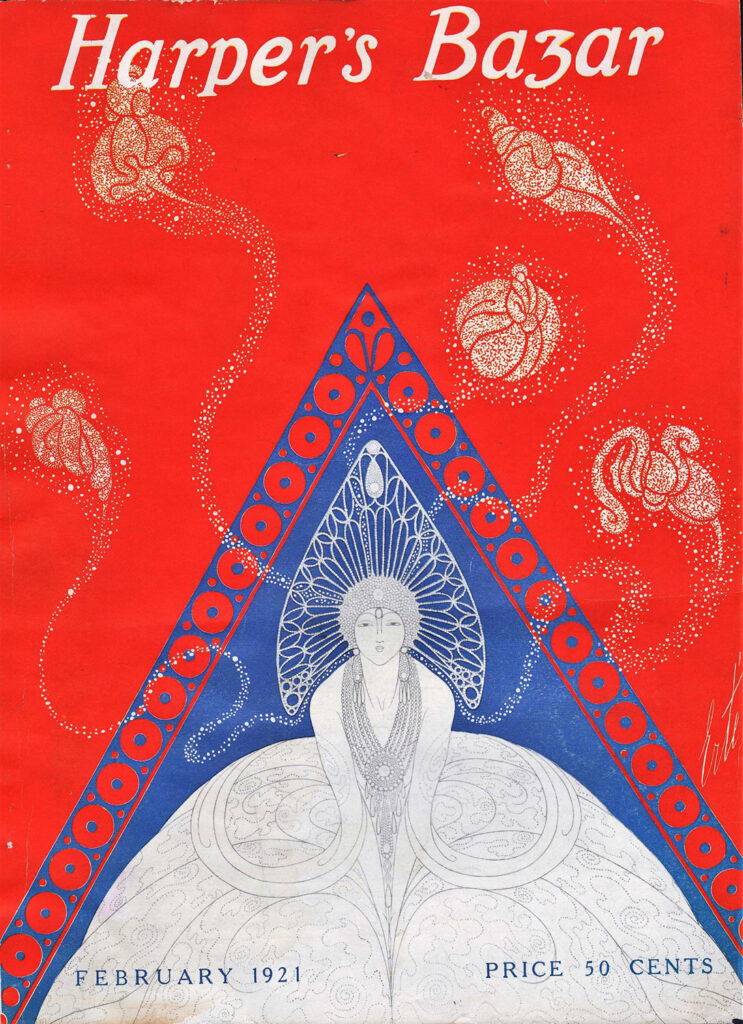 Harper's Bazar cover for February 1916 by Erté. Via Wikimedia Commons.