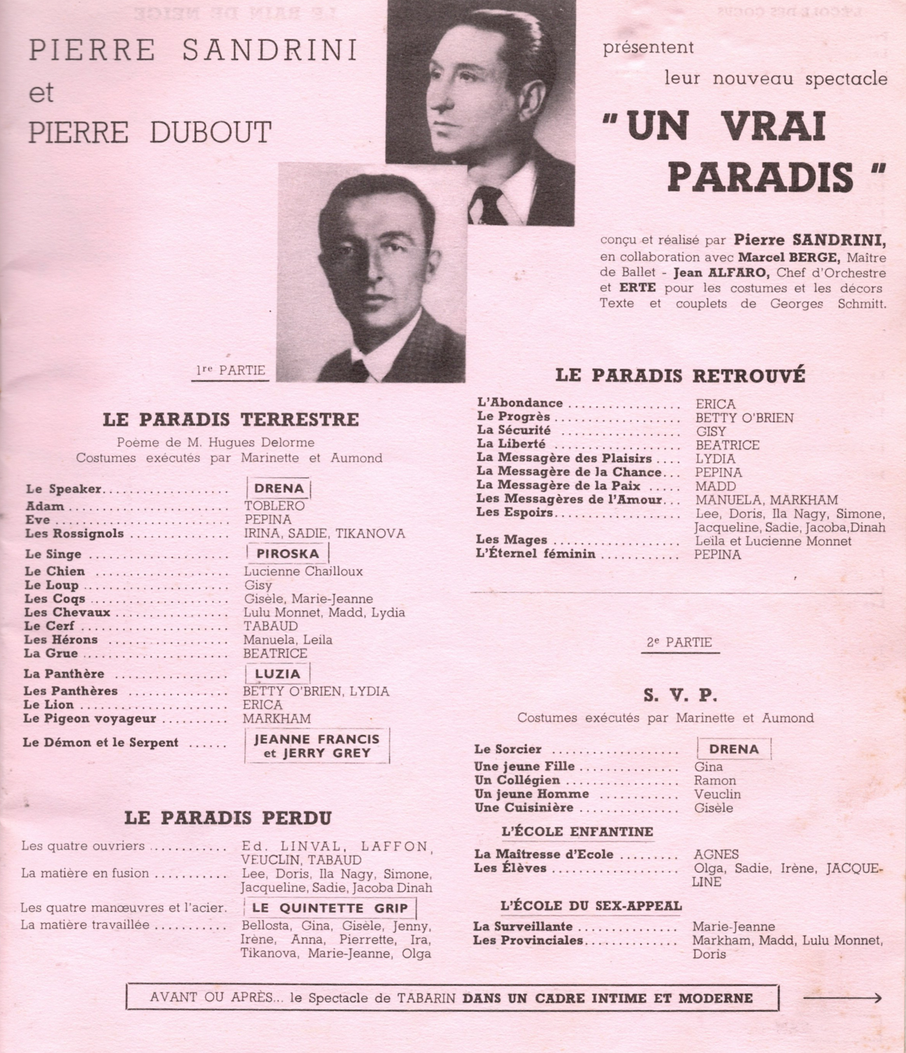 'Un Vrai Paradis' 1939 Programme By Le Bal Tabarin, France. The Underpinnings Museum