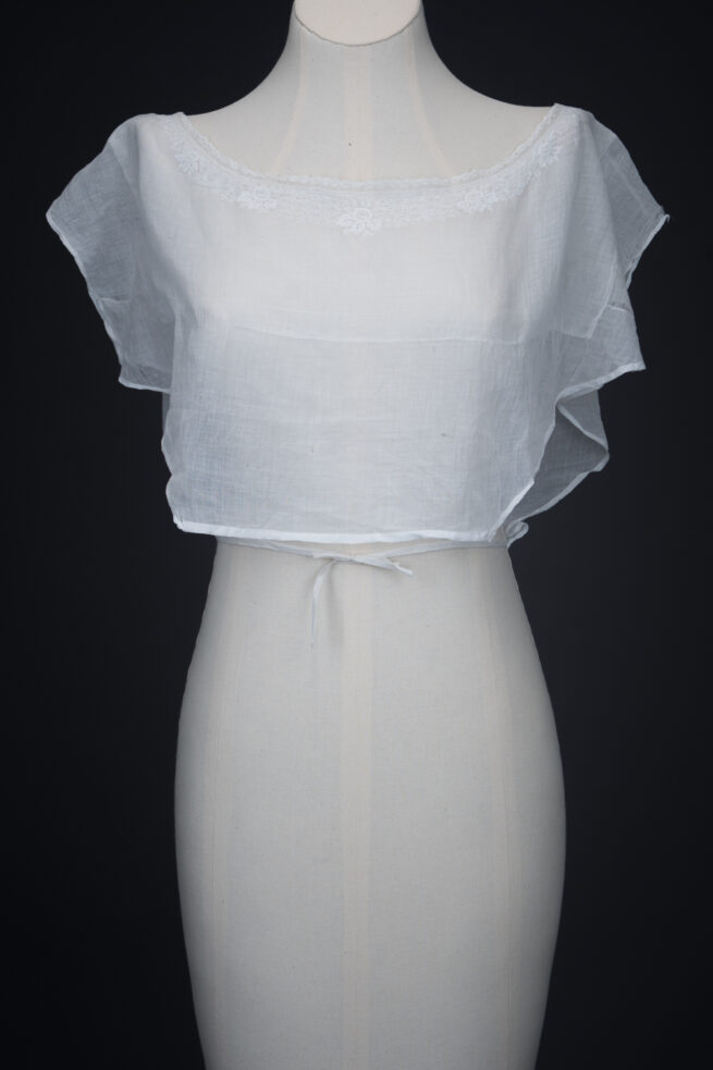 Embroidered Cotton Muslin Chemisette, c. 1820s. The Underpinnings Museum. Photography by Tigz Rice.