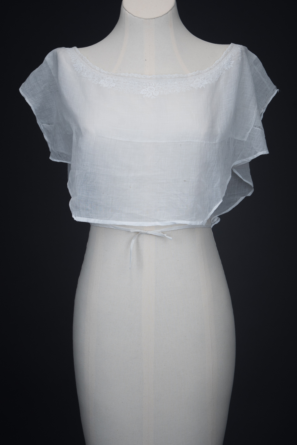 Embroidered Cotton Muslin Chemisette, c. 1820s. The Underpinnings Museum. Photography by Tigz Rice.