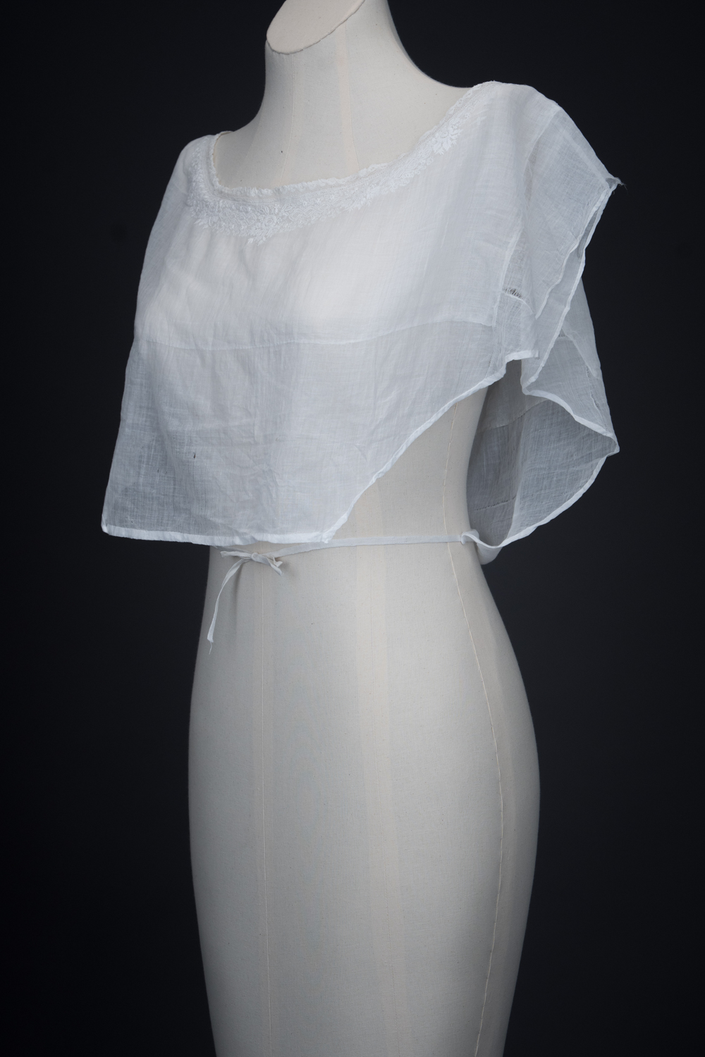 Embroidered Cotton Muslin Chemisette, c. 1820s. The Underpinnings Museum. Photography by Tigz Rice.