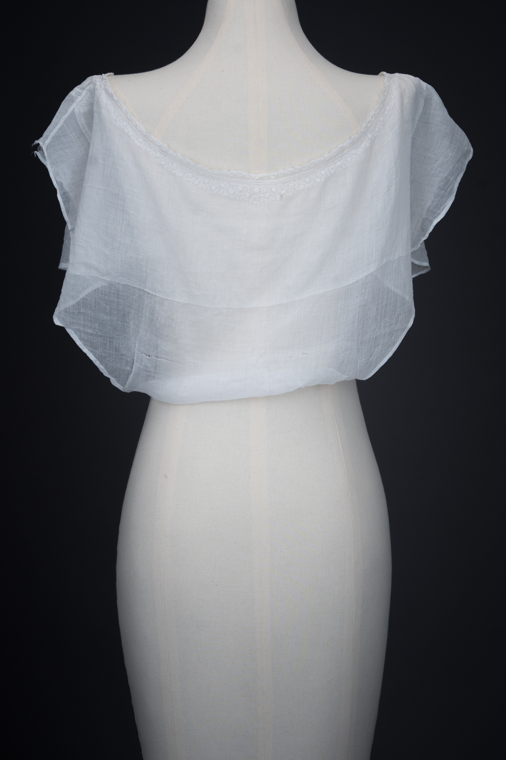 Embroidered Cotton Muslin Chemisette, c. 1820s. The Underpinnings Museum. Photography by Tigz Rice.