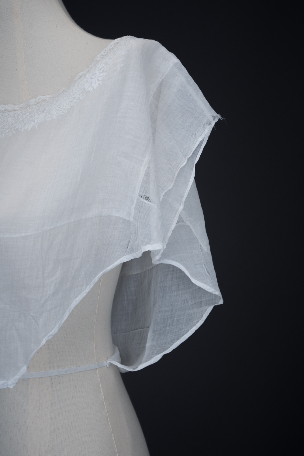 Embroidered Cotton Muslin Chemisette, c. 1820s. The Underpinnings Museum. Photography by Tigz Rice.