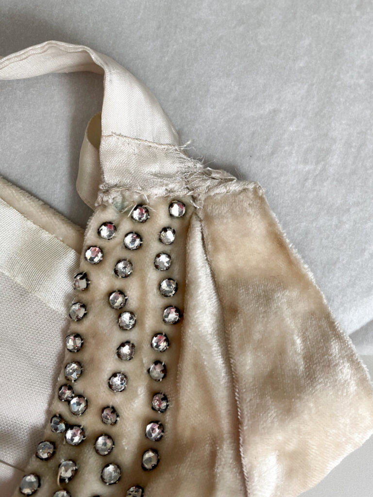 Before: Shoulder seam on a 1920s House Of Worth Gown. Photo by Annika Cilke