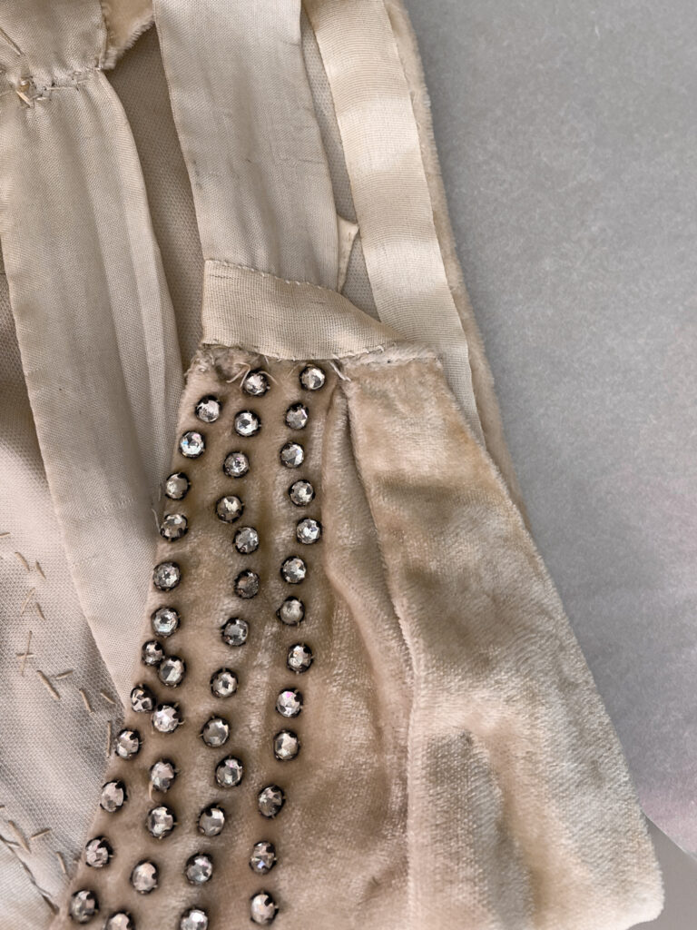 After: Shoulder seam on a 1920s House Of Worth Gown. Photo by Annika Cilke